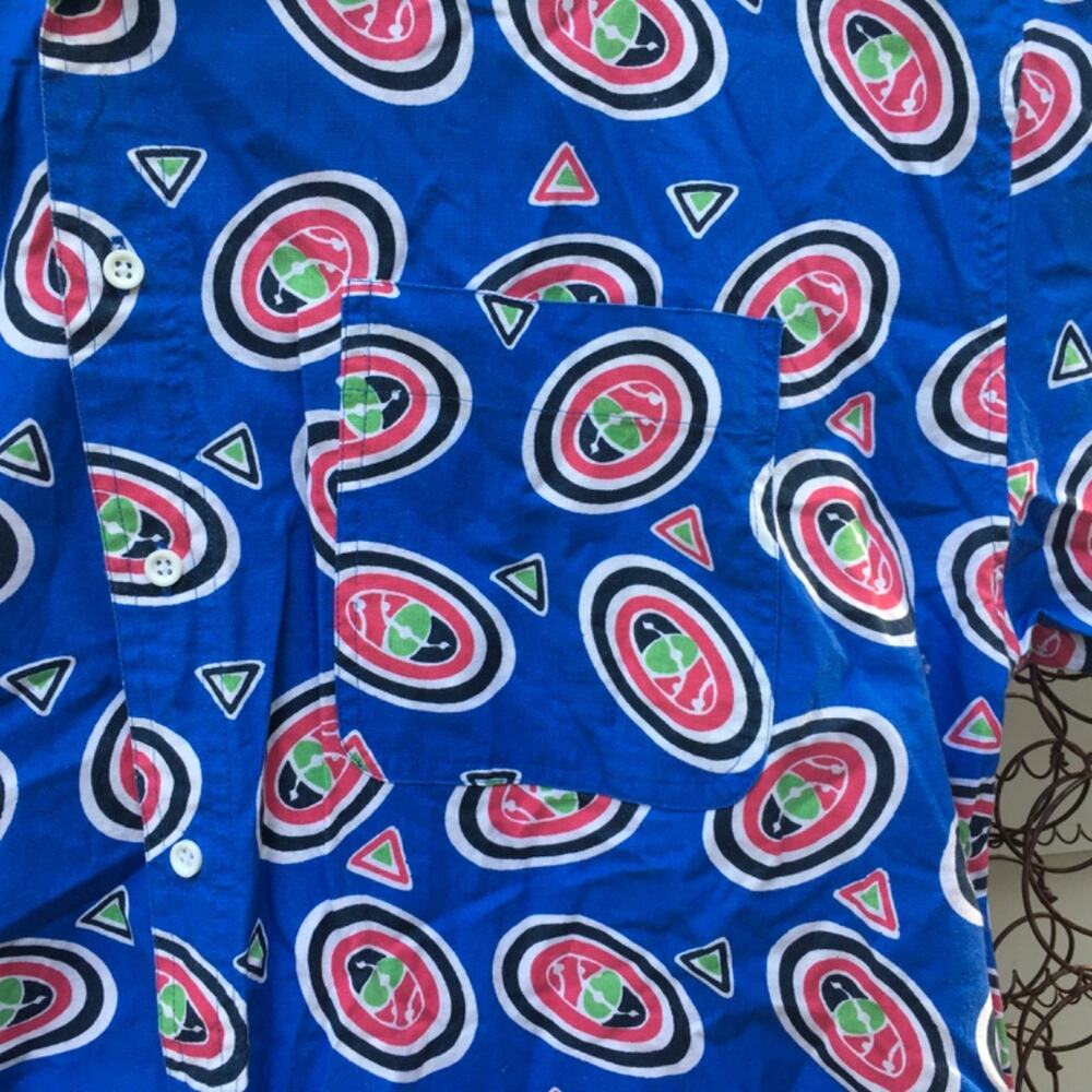 90s Impact blue multi print abstract button down … - image 6